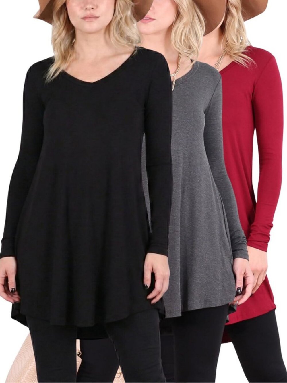 Flowy Long Sleeve Tunic Tops for Women - Loose Fit Tees, Perfect for Leggings